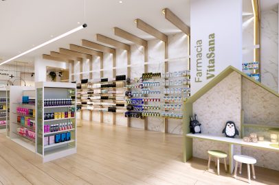 Area mamma-bambino in farmacia. Progetto di Inside Pharmacy.